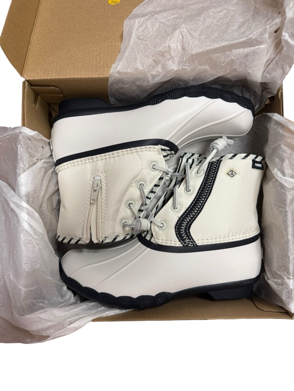 NIB Sperry Saltwater Bionic White Duck Rain Boots size 6